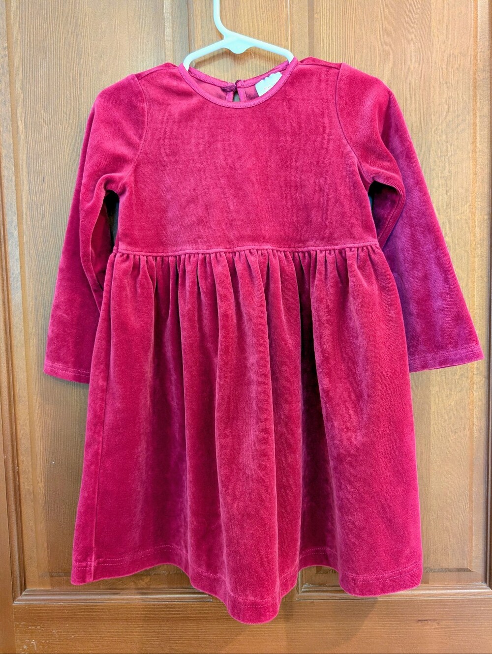 Hanna Andersson Velvet Long-Sleeve Dress - Fuschia